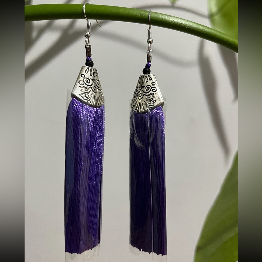 Purple Tassel Earrings